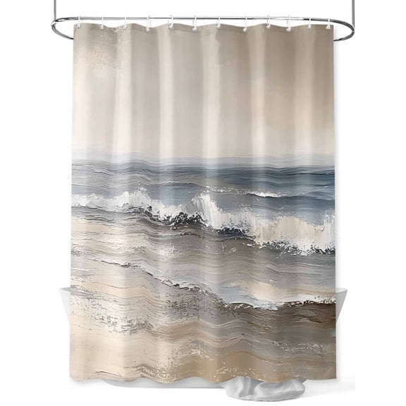 Fsddascl Ocean Shower Curtain Set - Standard 72" x 72" Washable Bathtub Curtain with 12 Hooks, Grey Sky Abstract Beach Minimalism Art Waterproof Fabric Stall Shower Curtains for Bathroom/Bathtub