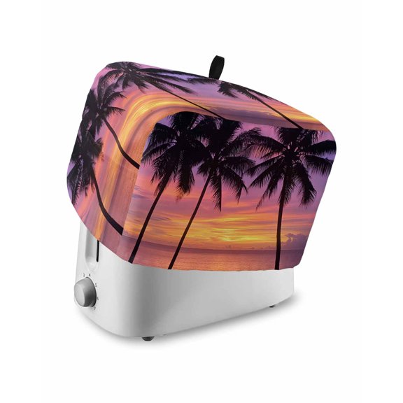 Fsddascl Ocean Sunset Small Toaster Cover 2 Slice, Kitchen Appliance Covers, Summer Seashore Palm Tree Gradient Sky Toaster Oven Cover with Loop, Bread Machine Cover Polyester Dust Cover Protection
