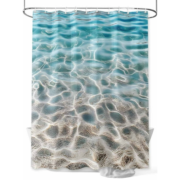 Fsddascl Ocean Water Ripple Shower Curtain Set - 72" x 78" Washable Bathtub Curtain with 12 Hooks, Summer Seaside Underwater Scene Waterproof Fabric Stall Shower Curtains for Bathroom/Bathtub Décor