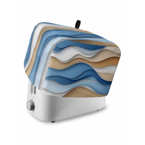 Fsddascl Ombre Blue Brown Toaster Cover 2 Slice, Small Kitchen Appliance Covers, Modernism Geometric Moire Toaster Oven Cover with Loop, Bread Machine Cover Polyester Dust Cover Protection