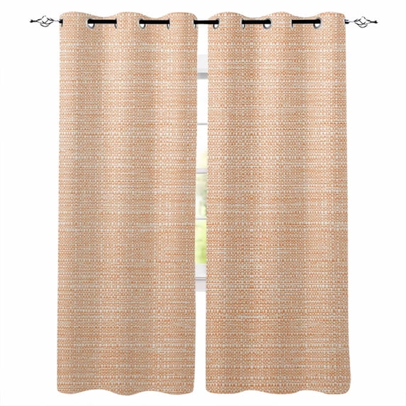 Fsddascl Orange Blackout Curtains for Bedroom/Living Room, Thermal Insulated Kitchen Curtains, Farmhouse Chic Abstract Cloth Texture Aesthetic Grommet Darkening Window Treatment Drapes 52"x72"x2