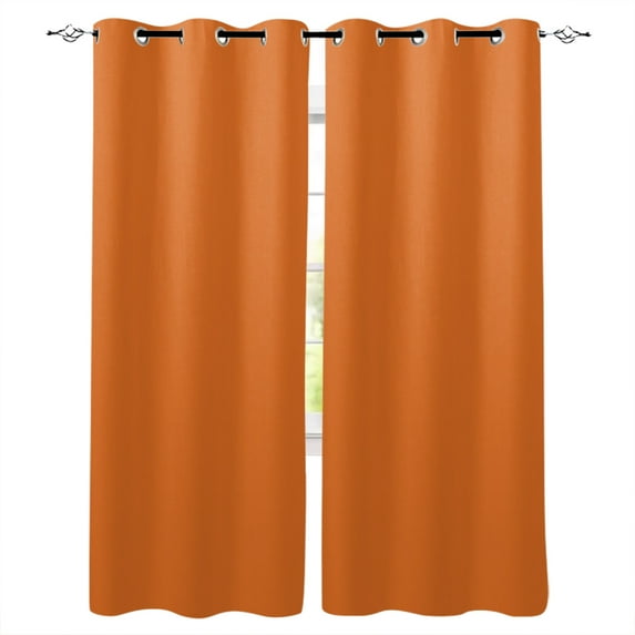 Fsddascl Orange Blackout Curtains for Bedroom/Living Room, Thermal Insulated Kitchen Curtains, Pure Orange Grommet Darkening Window Treatment Drapes 52"x84"x2