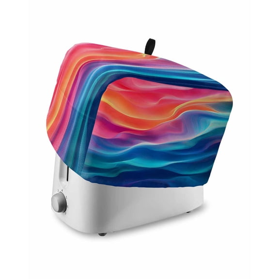 Fsddascl Orange Blue Pink Moire Small Toaster Cover 2 Slice, Kitchen Appliance Covers, Contemporary Water Ripple Toaster Oven Cover with Loop, Bread Machine Cover Polyester Dust Cover Protection