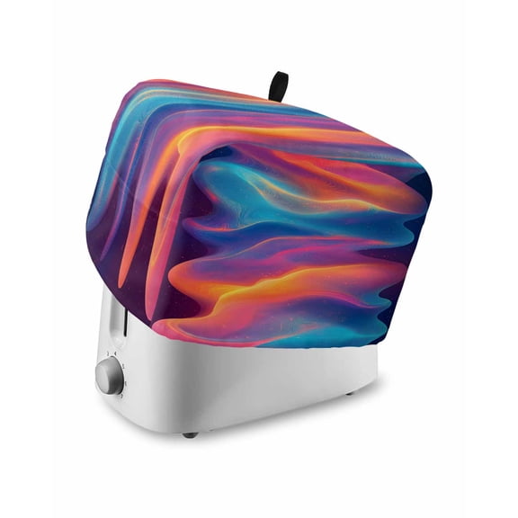 Fsddascl Orange Blue Pink Moire Small Toaster Cover 2 Slice, Kitchen Appliance Covers, Modern Water Ripple Toaster Oven Cover with Loop, Bread Machine Cover Polyester Dust Cover Protection