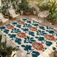thumbnail image 1 of Fsddascl Orange Green Botanical Art Outdoor Rug for Patio/Deck/Porch, Non-Slip Large Area Rug 4 x 6 Ft, Summer Greenery Floral Indoor Outdoor Rugs Washable Area Rugs, Reversible Camping Rug Carpet, 1 of 5