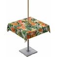thumbnail image 1 of Fsddascl Orange Green Palm Leaves Outdoor Tablecloth - 60x60 Inch Square Dining Table Cover, Summer Tropical Floral Waterproof Outdoor Table Cloth with Umbrella Hole & Zipper for Picnic/Patio/Party, 1 of 7