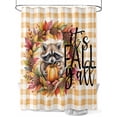 thumbnail image 1 of Fsddascl Orange Maple Leaves Shower Curtain Set - Extra Long 72" x 96" Washable Bathtub Curtain with 12 Hooks, Fall Raccoon Pumpkins Farmhouse Plaid Waterproof Fabric Shower Curtains for Bathroom, 1 of 6