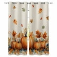 thumbnail image 1 of Fsddascl Orange Pumpkin Fall Blackout Curtains for Bedroom/Living Room, Thermal Insulated Kitchen Curtains, Thanksgiving Maple Leave Beige Grommet Darkening Window Treatment Drapes 52"x84"x2, 1 of 6