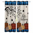 thumbnail image 1 of Fsddascl Orange Pumpkins Blackout Curtains for Bedroom/Living Room, Thermal Insulated Kitchen Curtains, Abstract Fall Branch Blue Retro Plaid Grommet Darkening Window Treatment Drapes 42"x84"x2, 1 of 6
