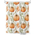 thumbnail image 1 of Fsddascl Orange Pumpkins Fall Shower Curtain Set - Small 36" x 72" Washable Bathtub Curtain with 12 Hooks, Thanksgiving Green Leaves Autumn Waterproof Fabric Stall Shower Curtains for Bathroom, 1 of 6
