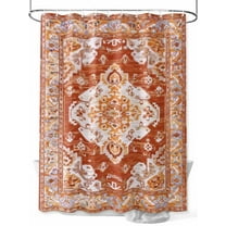 Fsddascl Orange Red Boho Shower Curtain Set - 66" x 72" Washable Bathtub Curtain with 12 Hooks, Ethnic Geometric Middle Century Art Waterproof Fabric Stall Shower Curtains for Bathroom/Bathtub