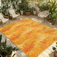 thumbnail image 1 of Fsddascl Orange Tropical Leaf Outdoor Rug for Patio/Deck/Porch, Non-Slip Large Area Rug 4 x 6 Ft, Palm Leaves Botanical Summer Indoor Outdoor Rugs Washable Area Rugs, Reversible Camping Rug Carpet, 1 of 5