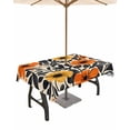 thumbnail image 1 of Fsddascl Orange Yellow Black Botanical Outdoor Tablecloth - 60x102 Inch Rectangle Dining Table Cover, Modernism Floral Spring Waterproof Outdoor Table Cloth with Umbrella Hole & Zipper for Patio, 1 of 7