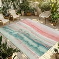 thumbnail image 1 of Fsddascl Peach Blue Ombre Outdoor Rug for Patio/Deck/Porch, Non-Slip Large Area Rug 4 x 6 Ft, Abstract Modern Art Fluid Striped Indoor Outdoor Rugs Washable Area Rugs, Reversible Camping Rug Carpet, 1 of 5