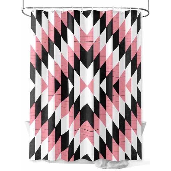Fsddascl Pink Aztec Shower Curtain Set - 48" x 72" Washable Bathtub Curtain with 12 Hooks, Black White Southwest Retro Geometric Ethnic Waterproof Fabric Stall Shower Curtains for Bathroom/Bathtub