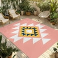thumbnail image 1 of Fsddascl Pink Black Yellow Boho Outdoor Rug for Patio/Deck/Porch, Non-Slip Large Area Rug 4 x 6 Ft, Simple Romantic Abstract Geometric Indoor Outdoor Rugs Washable Area Rugs, Camping Rug Carpet, 1 of 5