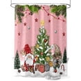thumbnail image 1 of Fsddascl Pink Christmas Gnomes Shower Curtain Set - Small 36" x 72" Washable Bathtub Curtain with 12 Hooks, Xmas Tree Snowflake Pine Needle Waterproof Fabric Stall Shower Curtains for Bathroom, 1 of 6