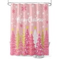 thumbnail image 1 of Fsddascl Pink Christmas Tree Shower Curtain Set - Small 36" x 72" Washable Bathtub Curtain with 12 Hooks, Pink Xmas Tree Snowflake Luxury Waterproof Fabric Stall Shower Curtains for Bathroom/Bathtub, 1 of 6