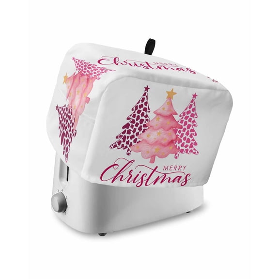 Fsddascl Pink Christmas Trees Toaster Cover 2 Slice, Small Kitchen Appliance Covers, Leopard Print Xmas Tree Winter Holiday Toaster Oven Cover with Loop, Bread Machine Cover Dust Cover Protection