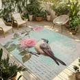 thumbnail image 1 of Fsddascl Pink Flower Outdoor Rug for Patio/Deck/Porch, Non-Slip Large Area Rug 4 x 6 Ft, Spring Bird Branch Blue Vintage Mottled Indoor Outdoor Rugs Washable Area Rugs, Reversible Camping Rug Carpet, 1 of 5