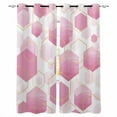 thumbnail image 1 of Fsddascl Pink Geometric Blackout Curtains for Bedroom/Living Room, Thermal Insulated Kitchen Curtains, Gold White Hexagon Modern Gradient Grommet Darkening Window Treatment Drapes 52"x72"x2, 1 of 8