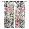 thumbnail image 1 of Fsddascl Pink Green Floral Blackout Curtains for Bedroom/Living Room, Thermal Insulated Kitchen Curtains, Botanical Vintage Watercolor Flower Grommet Darkening Window Treatment Drapes 52"x72"x2, 1 of 6