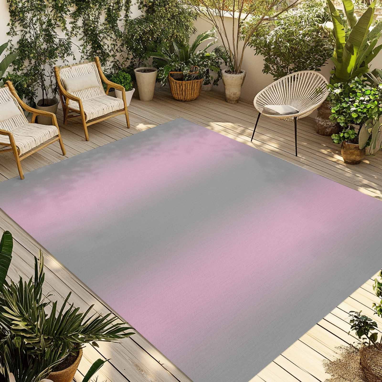 Fsddascl Pink Ombre Outdoor Rug for Patio/Deck/Porch, Non-Slip Large ...
