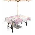 thumbnail image 1 of Fsddascl Pink Spring Floral Outdoor Tablecloth - 52x70 Inch Rectangle Dining Table Cover, Summer Flowers Botanical Retro Waterproof Outdoor Table Cloth with Umbrella Hole & Zipper for Picnic/Patio, 1 of 7