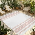 thumbnail image 1 of Fsddascl Pink Striped Outdoor Rug for Patio/Deck, Non-Slip Large Area Rug 6 x 9 Ft, Modern White Striped Abstract Art Aesthetics Indoor Outdoor Rugs Washable Area Rugs, Reversible Camping Rug Carpet, 1 of 5