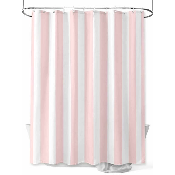 Fsddascl Pink Striped Shower Curtain Set - 72" x 78" Washable Bathtub Curtain with 12 Hooks, Modern Farmhouse Pink White Stripes Waterproof Fabric Stall Shower Curtains for Bathroom/Bathtub Décor
