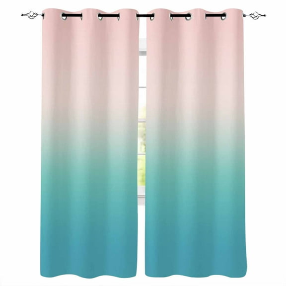 Fsddascl Pink Teal Ombre Blackout Curtains for Bedroom/Living Room, Thermal Insulated Kitchen Curtains, Modern Abstract Art Gradient Aesthetics Grommet Darkening Window Treatment Drapes 52"x84"x2