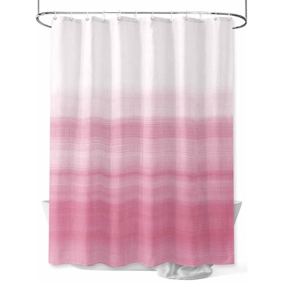 Fsddascl Pink White Ombre Shower Curtain Set - 60" x 72" Washable Bathtub Curtain with 12 Hooks, Romantic Funny Abstract Striped Lines Waterproof Fabric Stall Shower Curtains for Bathroom/Bathtub