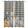 thumbnail image 1 of Fsddascl Pumpkin Fall Blackout Curtains for Bedroom/Living Room, Thermal Insulated Kitchen Curtains, Thanksgiving Botanical Black White Plaid Bird Grommet Darkening Window Treatment Drapes 52"x72"x2, 1 of 6