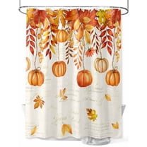 Fsddascl Pumpkins Fall Shower Curtain Set - Small 36" x 72" Washable Bathtub Curtain with 12 Hooks, Thanksgiving Orange Maple Leaf Waterproof Fabric Stall Shower Curtains for Bathroom/Bathtub Décor