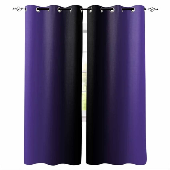Fsddascl Purple Black Ombre Blackout Curtains for Bedroom/Living Room, Thermal Insulated Kitchen Curtains, Gradient Contemporary Abstract Art Grommet Darkening Window Treatment Drapes 52"x54"x2