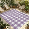 thumbnail image 1 of Fsddascl Purple Checkered Outdoor Rug for Patio/Deck/Porch, Non-Slip Large Area Rug 4 x 6 Ft, Farmhouse White Buffalo Plaid Indoor Outdoor Rugs Washable Area Rugs, Reversible Camping Rug Carpet, 1 of 5