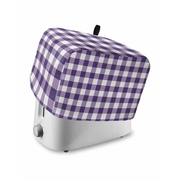 Fsddascl Purple Checkered Small Toaster Cover 2 Slice, Kitchen Appliance Covers, Farmhouse Buffalo Plaid Toaster Oven Cover with Loop, Bread Machine Cover Polyester Dust Cover Protection