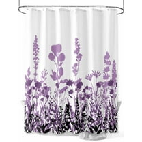 Fsddascl Purple Flowers Shower Curtain Set - Long 72" x 84" Washable Bathtub Curtain with 12 Hooks, Spring Farmhouse Botanical Floral Herbs Waterproof Fabric Stall Shower Curtains for Bathroom