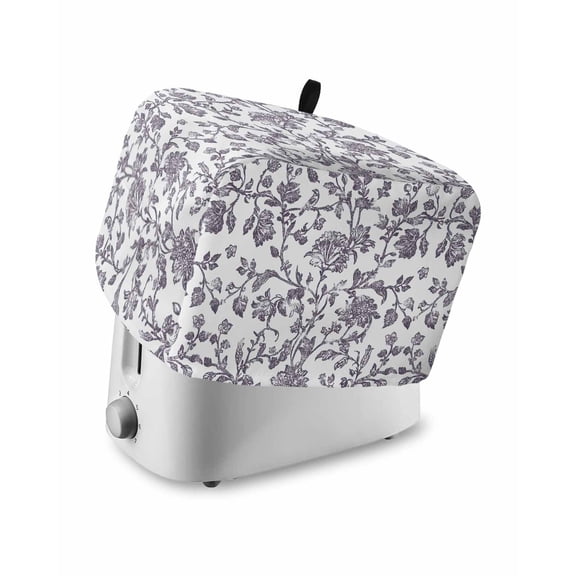 Fsddascl Purple Flowers Small Toaster Cover 2 Slice, Kitchen Appliance Covers, Pastoral Vintage Farmhouse Leaf Spring Toaster Oven Cover with Loop, Bread Machine Cover Polyester Dust Cover