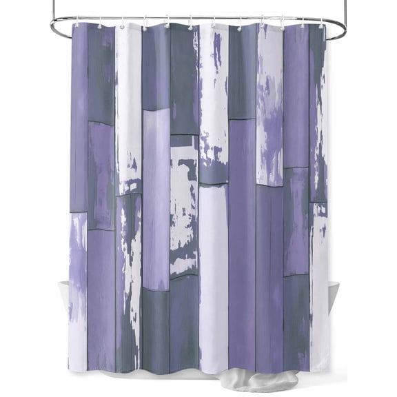 Fsddascl Purple Gray Shower Curtain Set - 72" x 78" Washable Bathtub Curtain with 12 Hooks, Vintage Farmhouse Ombre Wooden Grain Waterproof Fabric Stall Shower Curtains for Bathroom/Bathtub Décor