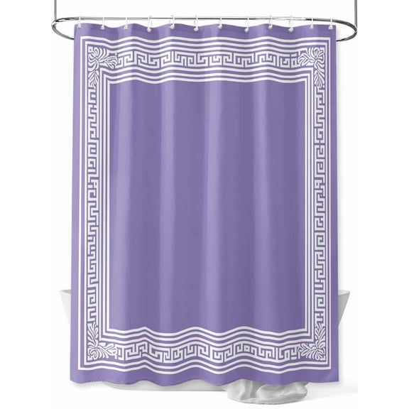 Fsddascl Purple Greek Key Shower Curtain Set - 72" x 78" Washable Bathtub Curtain with 12 Hooks, Geometric Greece Ancient Farmhouse Geo Waterproof Fabric Stall Shower Curtains for Bathroom/Bathtub