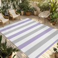 thumbnail image 1 of Fsddascl Purple Grey Stripe Outdoor Rug for Patio/Deck/Porch, Non-Slip Large Area Rug 6 x 9 Ft, Modern Farmhouse Vertical Striped Indoor Outdoor Rugs Washable Area Rugs, Camping Rug Carpet, 1 of 5