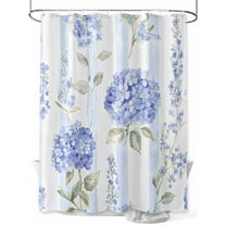 Fsddascl Purple Hydrangea Shower Curtain Set - Small 36" x 72" Washable Bathtub Curtain with 12 Hooks, Stripe Vintage Floral Waterproof Fabric Stall Shower Curtains for Bathroom/Bathtub Décor