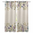 thumbnail image 1 of Fsddascl Purple Lavender Blackout Curtains for Bedroom/Living Room, Thermal Insulated Kitchen Curtains, Spring Rustic Wildflowers Botanical Beige Grommet Darkening Window Treatment Drapes 52"x84"x2, 1 of 6