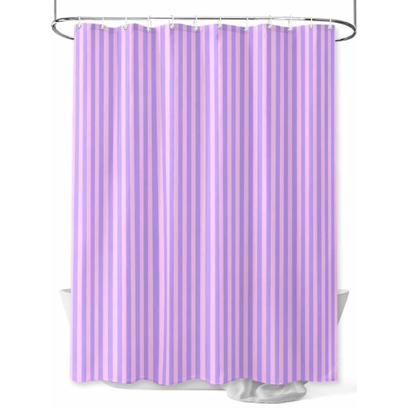 Fsddascl Purple Pink Shower Curtain Set - Standard 72" x 72" Washable Bathtub Curtain with 12 Hooks, Geometric Vertical Striped Solid Rainbow Waterproof Fabric Stall Shower Curtains for Bathroom