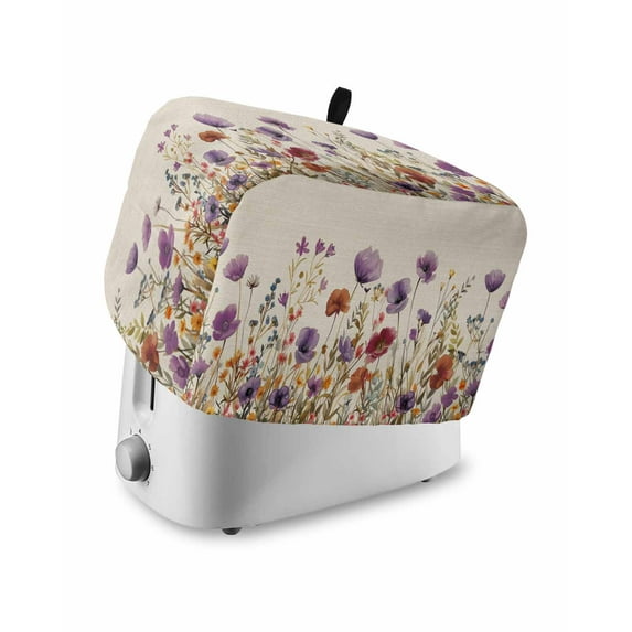 Fsddascl Purple Red Spring Floral Toaster Cover 2 Slice, Small Kitchen Appliance Covers, Watercolor Botanical Summer Flowers Toaster Oven Cover with Loop, Bread Machine Cover Dust Cover Protection