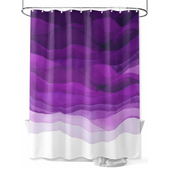 Fsddascl Purple Waves Shower Curtain Set - Extra Long 72" x 96" Bathtub Curtain with 12 Hooks, Ombre Coastal Ocean Water Abstract Waterproof Fabric Stall Shower Curtains for Bathroom/Bathtub