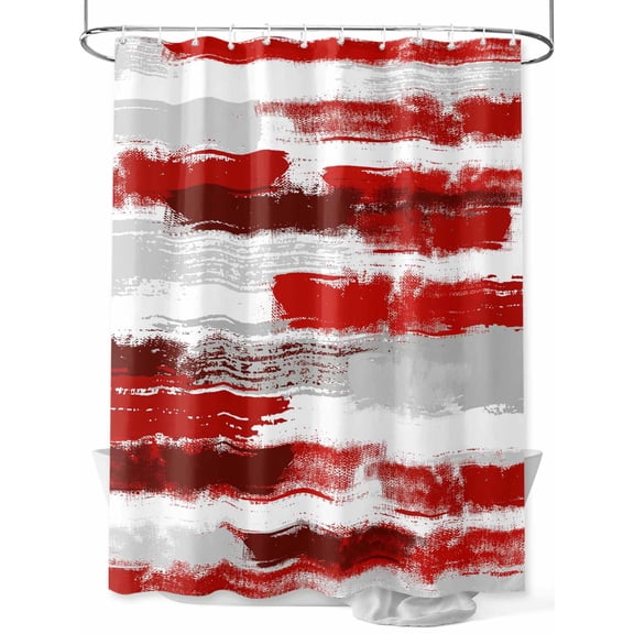 Fsddascl Red Abstract Shower Curtain Set - Extra Long 72" x 96" Washable Bathtub Curtain with 12 Hooks, Grey Modern Mottled Art Oil Painting Waterproof Fabric Stall Shower Curtains for Bathroom