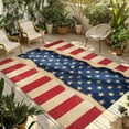thumbnail image 1 of Fsddascl Red Blue American Flag Outdoor Rug for Patio/Deck/Porch, Non-Slip Large Area Rug 5 x 8 Ft, Vintage Stars and Stripes Indoor Outdoor Rugs Washable Area Rugs, Reversible Camping Rug Carpet, 1 of 5