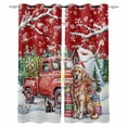 thumbnail image 1 of Fsddascl Red Christmas Blackout Curtains for Bedroom/Living Room, Thermal Insulated Kitchen Curtains, Xmas Winter Snowflakes Truck Dogs Grommet Darkening Window Treatment Drapes 52"x72"x2, 1 of 6